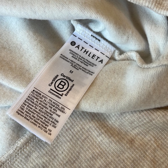 NWT Athleta Purana V Neck Wrap Sweatshirt Sz M Toasted Brown Heather $79 - Picture 8 of 8